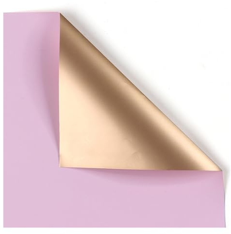 GUYTRM 20 pièces 58X58cm luxe or fleur papier d'emballage bricolage artisanat Scrapbook mariage Bouquet cadeau étanche emballage Origami papier lingli(Rose)