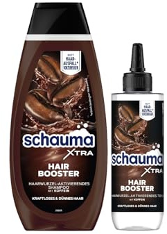 Schauma XTRA Koffein-Shampoo Hair Booster (400 ml) mit Koffein aktiviert die Haarwurzel bei dünnem Haar & XTRA Hair Booster Tonic (200 ml) hilft Haarausfall vorzubeugen