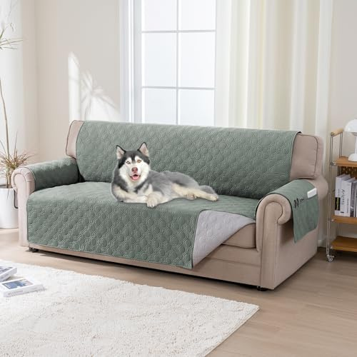 BellaHills Wasserdicht Sofaschoner, Sofa Schutz Abdeckung, Schonbezug, Sofabezug Rutschfes, Sofaschoner Sitzfläche, 3 Sitzer (51x172cm), Lilienkissen
