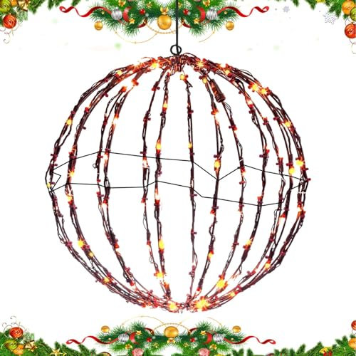 LED Ball Light, Christmas Illuminated Ball - Christmas Foldable Ball Lights, Novelty Holiday Decoration, Decorative Garden Lights for Porch, Trees, Garden