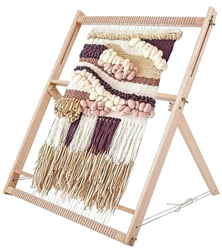 QAUUCP Metier A Tisser Kit de métier à tisser en bois de hêtre massif de grande taille - Métier à tisser mural pliable et réglable for tapisserie/tapis de sol/écharpe Cadre à tricoter à la main