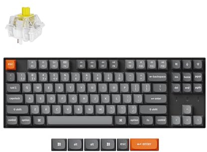 Keychron K8 MAX Trådlöst mekaniskt tangentbord, 2,4 GHz/Bluetooth/USB-C, vit LED, QMK/VIA, Programmerbara makron, PBT Keycaps, För Mac Windows, Super Banana Switch