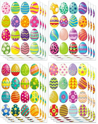 Eier Ostern Sticker 16 Stück Oster Aufkleber 256 PCS Ostereier Aufkleber, Ostersticker für Eier, Geschenkaufkleber Ostern für DIY Scrapbooking, Grußkarten, Basteln