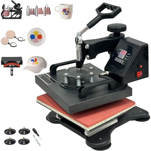 otmechl Transferpresse Hitzepresse 30x25cm Textilpresse 8 in 1 T-Shirt Heat Press 360 Grad Schwenkbar DIY Mulitifunktional Heißpresse Maschine Sublimation Wärmepresse mit Doppelte Digitalanzeige