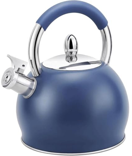 Chic Bouilloire à thé sifflante 3L, en acier inoxydable, pour cuisinières à gaz compatibles, théière noire, bouilloire à eau à ébullition rapide Cafetières