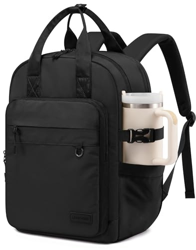 LOVEVOOK Laptop Backpack Womens, Large Waterproof School Bag Rucksack Bag for Women 17 Inch, Fashion Ladies Backpack Casual Daypack for College Work Travel Teacher, Black