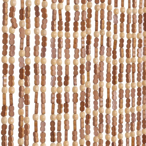 BECHAEO Handmade Beaded Door Curtain for Doorway Boho Hanging Door Bead Curtain for Hallway Closet Bedroom Living Room Divider Hippie Aesthetic Room Decor, 35.5 x 75 Inches Natural