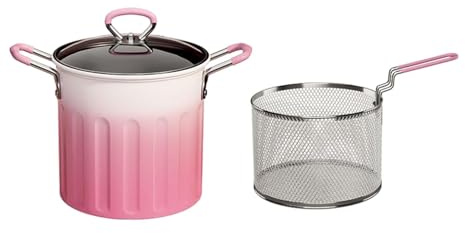 MERIGLARE Olla para Freír Profunda con Cesta para Freír, Colador de Aceite, Cesta para Patatas Fritas Y Aros de Cebolla