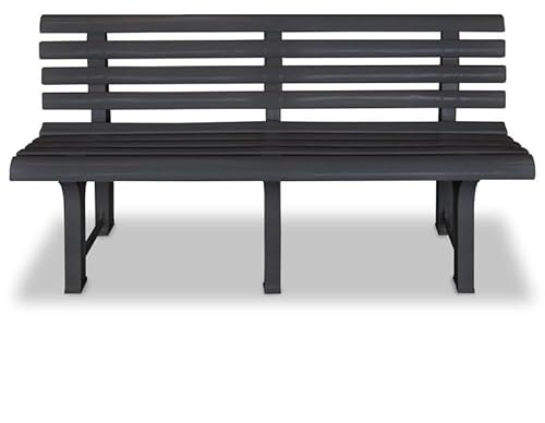 Eleganz Gartenbank 145,5 cm Anthrazit - Langlebige Kunststoff Bank für Garten, Terrasse oder Balkon - Wetterfest & Pflegeleicht - Modernes Design für Outdoor Komfort