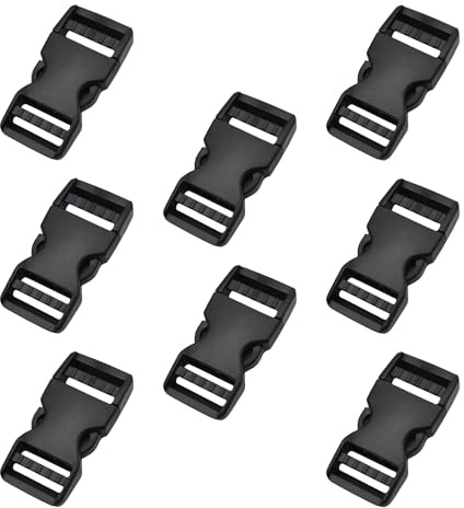 Funver 8PCS Hebillas De Plástico, 25 mm Resistente Hebilla De Plástico De Liberación Lateral Tri Glide, Clip Lateral Cierre De Liberación Rápida Para Correas De Mochila Bolsas y Cinturones