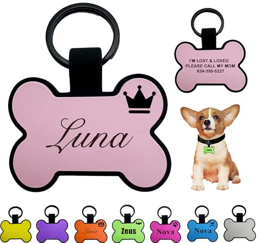 Medaglietta per cani in silicone con nome, targhetta identificativa per cani e gatti, targhetta silenziosa incisa per animali domestici con simpatici disegni personalizzati, regalo per animali