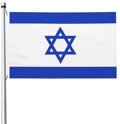 Bandera israelí con estampado de bandera de doble cara de 3 x 5 pies, ligera y no destiñe con ojales. Ideal para fiestas al aire libre y jardines.