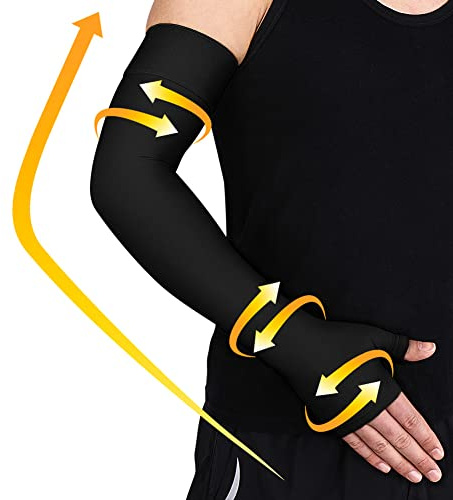Beister lymfödem medicinsk kompression armärmar dam & herr (1 styck), 20–30 mmHg kompressionsärmar, handflata & handled & armstöd, armbågsbandage, armbandage för artrit, tennisarmbåge, M, M