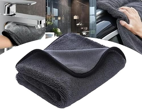 DAHI 3 paños de secado ultra limpiadores, toalla de microfibra para el coche, ultra absorbente para coche, camping (gris oscuro, 40 x 60 cm, por un lado)