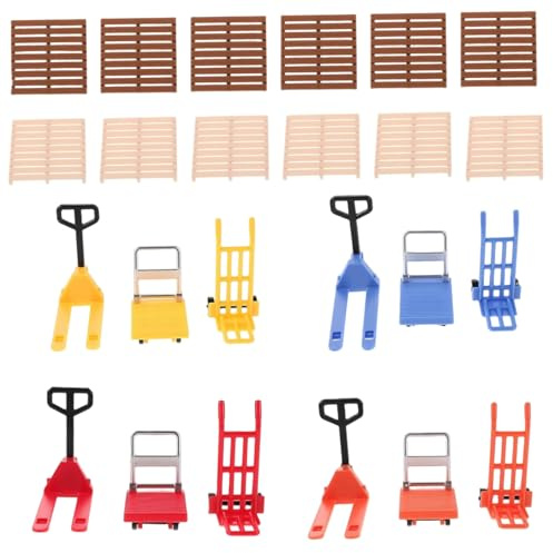 Mini carrello elevatore, piccoli giocattoli da costruzione per bambini, set da gioco realistico per la simulazione del traffico con carrello a mano e sollevatori per pallet per la decorazione della