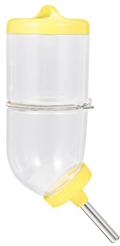 SWOOMEY Bebedero Fácil de Observar Nivel de Agua Amarillo para Hámster de Plástico de 500 Ml, Botella Antigoteo para Pequeños Roedores en Suministros para Mascotas