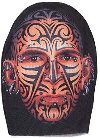 Boland 21010 - Kopfmaske Gesichtstattoo, für Erwachsene, Unisex, Einheitsgröße, Biker, Piercings, Kopfbedeckung, 100 Prozent Polyester, Mottoparty, Karneval
