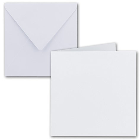 25x Quadratisches Falt-Karten-Set - 15 x 15 cm - mit Brief-Umschlägen - Hochweiß - Nassklebung - für Grußkarten, Einladungen & mehr