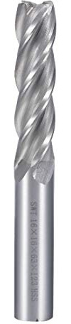 Sourcingmap 16mm Shank 16mm x 63mm Straight Flat Nose End Mill Cutter CNC Router Bits 4 Flute