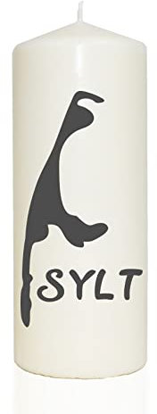 WB wohn trends Spruchkerze, Insel Sylt Silhouette, grau, 20cm, 765g d8cm, Kerze mit Spruch, Brenndauer ca 70 Std