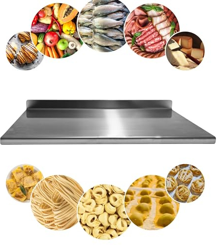 PRM Acciai Tagliere Acciaio Inox - Tagliere da Cucina e Spianatoia Acciaio Inox per Impastare Pizza, Pane, Pasta Sfoglia, Cioccolato e Dolci - Larg 700x500 Piega 20mm Alz 70mm