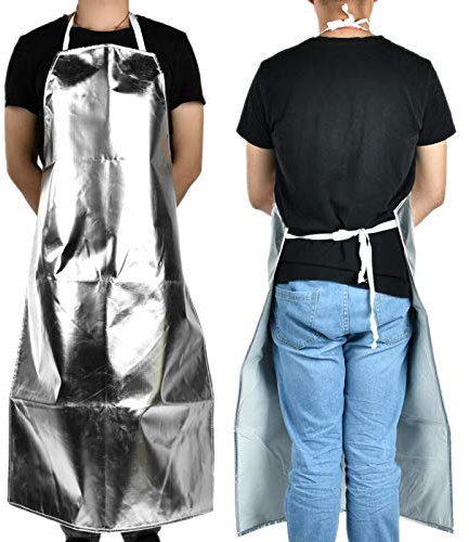 VBESTLIFE Grembiule protettivo contro il calore per grigliare, grembiule in alluminio resistente al calore 1000 ° C Grembiule per alte temperature per sicurezza sul lavoro/barbecue/cucina