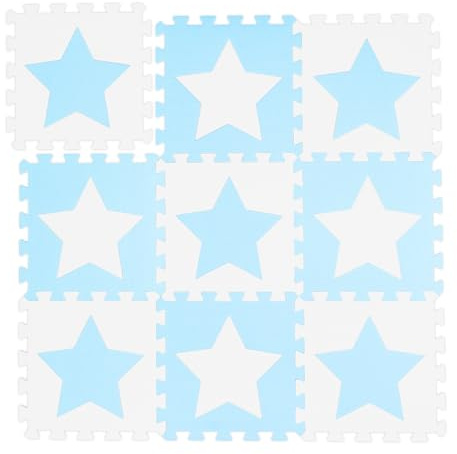 Relaxdays Alfombra Puzle Bebé, 9 Piezas, Goma EVA, Colchoneta Niños, sin Sustancias Nocivas, Suelo Juego, Blanco y Azul