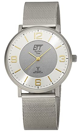 ETT Eco Tech Time Funk Solar Herren Uhr Analog mit Edelstahl Armband EGS-11395-25M