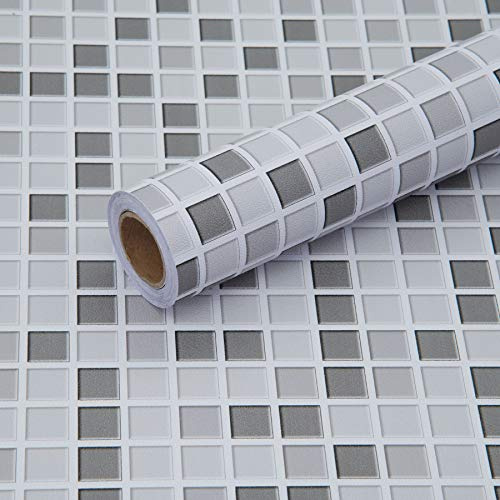 Fantasnight Mosaik Fliesenaufkleber Grau 60 x 500 cm | Küche Bad Klebefliesen Küchenrückwand Wasserdichte Klebefolie Selbstklebende Fliesen Fliesen Folie Selbstklebend