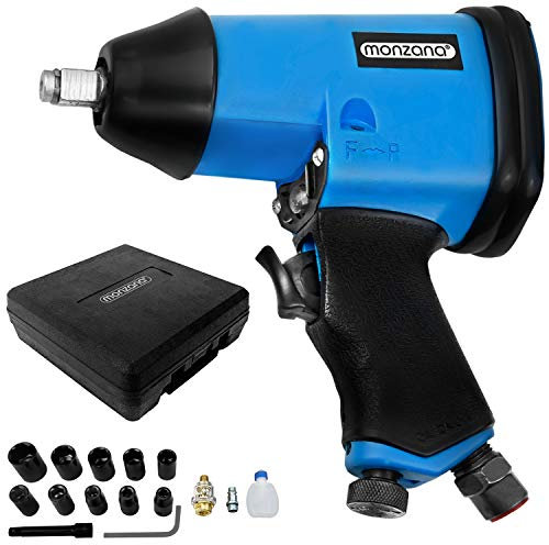 MONZANA® Druckluft Schlagschrauber Set 17tlg 340 Nm ink. Aufsätze + Verlängerung Tragekoffer Schrauber Druckluftschrauber