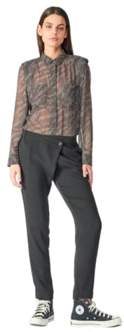 Le Temps des Cerises Pantalon Zefira Noir à Fermeture asymétrique