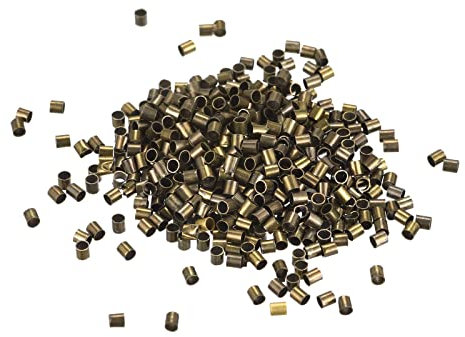sourcing map 1000stk. Crimp Rohr Perlen, 2x2mm Messingrohr Crimp Ende Abstandshalter Perlen Winzig Stopper für Armband Schmuck Herstellung DIY, Bronzen
