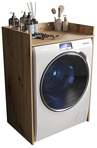 KRYSPOL Waschmaschinenschrank Überbauschrank Waschmaschine Trockner Schrank Wäschetrockner Küche Badezimmer Regal Waschmaschinenregal Waschmaschinenüberbau Badezimmermöbel (Artisan Eiche)