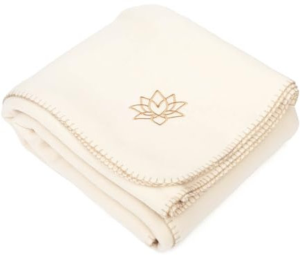 Bodhi ASANA Couverture de yoga Douce et chaude - Couvre-lit en polaire avec broderie lotus - 150 x 200 cm