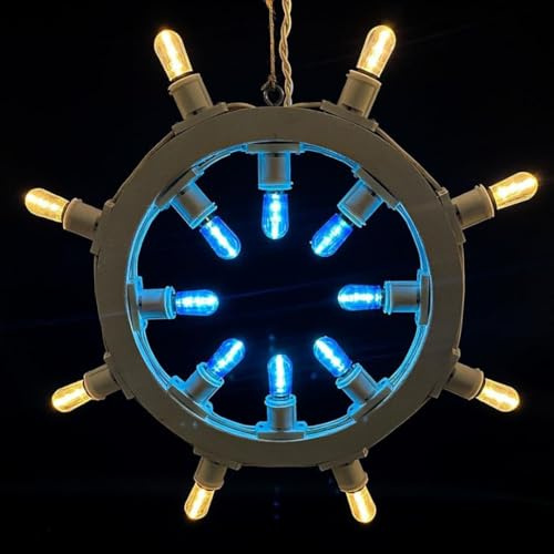 Luminaria Salentina d’Arredo Ruota Cerchio Rotonda, Lampadine Decorative Led Colorate da Parete, Luci Insegna Esterno Interno Lampada, Decorazioni Arredo Interno Esterno, 100% Made in Italy (Celeste)
