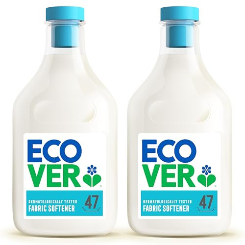 Ecover Fabric Softener, Fabric Conditioner to Soften Your Clothes, Fresh Rose & Bergamot Scent, 2 x 47 Washes, 2 x 1.43L