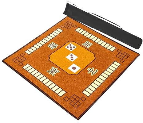 Mahjong-Tischdecke Quadratische Mahjong-Tischmatte Mit Windpositionierung, Verdickte, Rutschfeste Spielkartenmatte For Poker, Kartenspiele, Brettspiele, Fliesen-Mahjong-Spiele ( Color : Brown , Size :