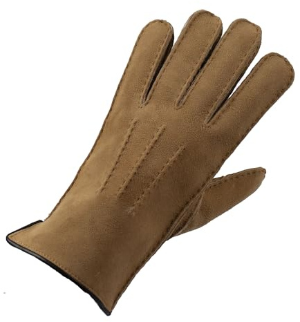 Reissner Lammfelle warme Merino Lammfell Handschuhe für Damen und Herren LUXIOR HDS-FINGER4 in beige, braun und schwarz