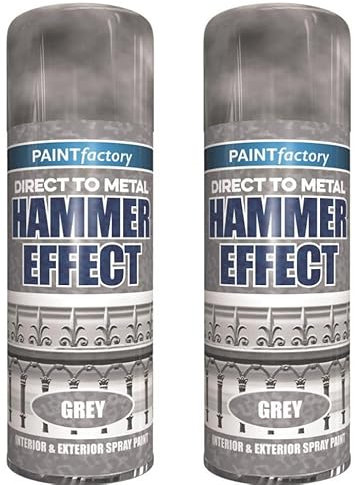 HitlineUK 2 x Direct to Metal Grey Metal Spray Paint - 400ml - For Metal, Wood, Furniture, Rust - 3 in 1 Primer, Undercoat & Topcoat - Outdoor & Indoor Surfaces