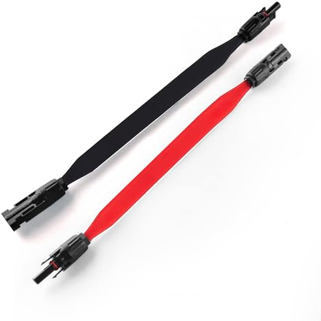 TEOV SOLAR 1 Paar Solarkabel Fensterdurchführung 100CM Flach mit Stecker und Kupplung, Photovoltaikmodul Kabel, Flache Solarkabel-Fensterdurchführungen