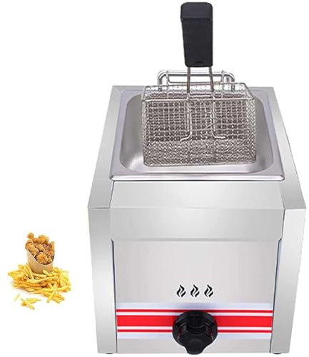 PixCy Friteuse à Gaz Professionnelle, Friteuse à Gaz 10l/20l/30l, Friteuse à Chips De Poulet en Acier Inoxydable pour Cuisine De Restaurant Commercial à Domicile,10L