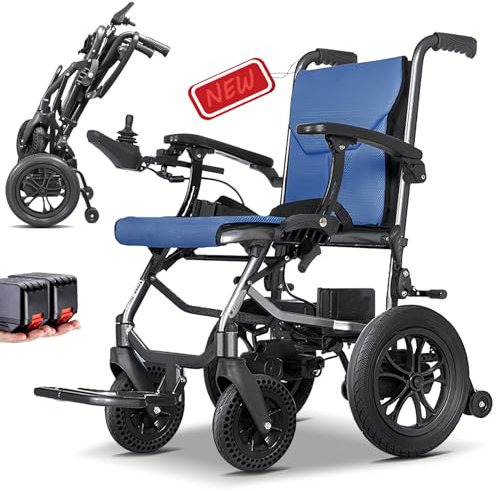 20KM lange Ausdauer Reiserollstuhl Elektrisch Rollstühle leicht 14.5KG für Erwachsene und senioren Unterstützung 150 Kg,Ultraleichter Faltbarer Elektrischer Rollstuhl,All Terrain Power Rollstühle