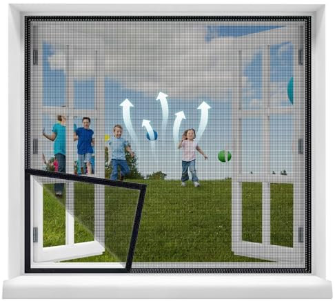 Haustür Fliegengitter Insektenschutz Fenster 85x150cm Fliegengitter Fliegenschutz Insektenschutz, mückengitter, moskitonetz, ohne Bohren und Schrauben Schwarz