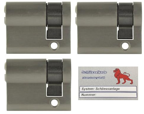 3x Halbzylinder 40 mm 30/10 gleichschließend inkl. 15 Schlüssel mit Schlüsselkarte