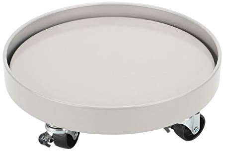 Support de plantes rond en métal avec roulettes - Pour intérieur et extérieur - Plateau roulant - Pour pots de fleurs - Gris - 25 cm