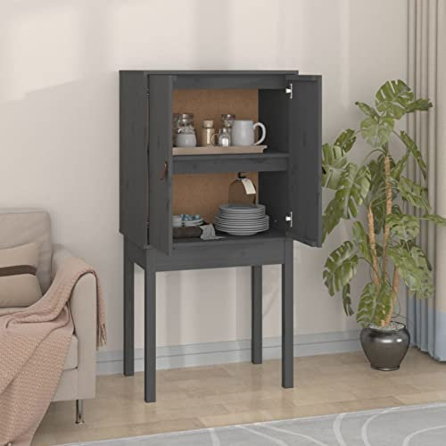 Xichuzi Highboard, Buffetschrank, Mehrzweckschrank, Bücherschrank, Hochschrank, Vorratsschrank, Wohnzimmerschrank, Sideboard, Küchenschrank, Grau 60x40x120 cm Massivholz Kiefer