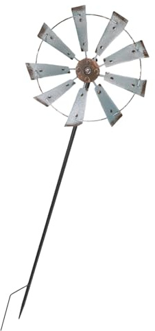 MERRYHAPY Große Garten Windmühle Aus Metall Wetterfester Windspinner Zum Stecken Dekoratives Windrad Für Rasen Kreative Gartendeko Außendekoration Einfach Zu Montieren Langlebig