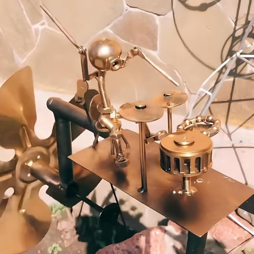 Handmade Metal Drummer Windmill | 12.6in Drummer Wind Spinners for Garden | Percussionist Figurines Kinetics Windmill Garden Ornament Outdoor | Rock Band Wind Sculptures Spinners for Gardens on Stake