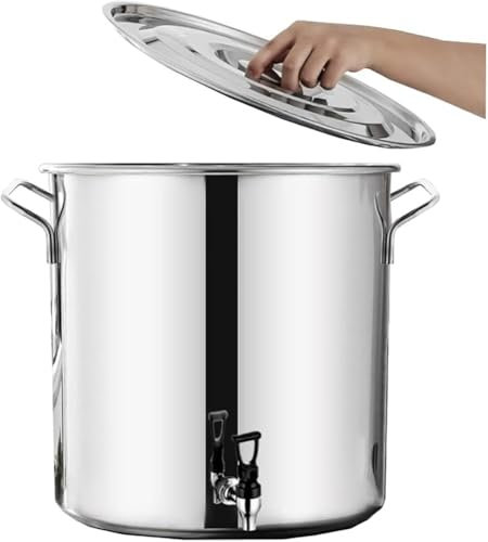 Olla de acero inoxidable de alta calidad con grifo, olla de cocina resistente para sopa, leche y elaboración de cerveza, base compuesta resistente al calor y tapa ergonómica