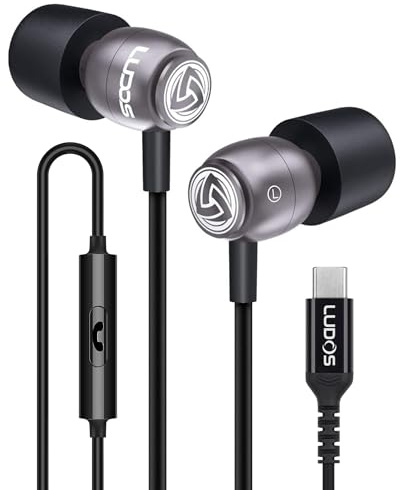 Ludos CLAMOR USB C Headphones for iPhone 17 16 15 Pro Max Plus Air iPad Pro, 5 Years Warranty, USB-C Earbuds for Samsung Galaxy S26 S25 S24 S23 Ultra S22 S21 FE S20 A55 A54 A53, USB Type C Earphones